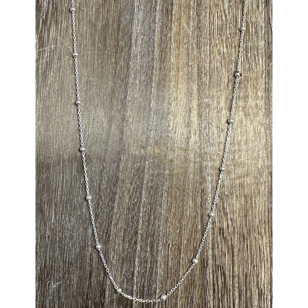 Sterling Silver 20” 3mm Bead Station Cable Chain Layering Necklace